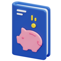 illustration de l'icône de rendu 3d du livre de finances png