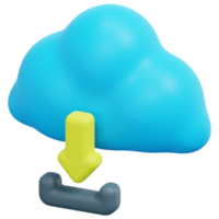 illustration de l'icône de rendu 3d de téléchargement de nuage png