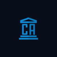 CA initial logo monogram with simple courthouse building icon design vector