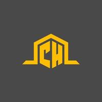 CH monogram initial logo with hexagon style design vector