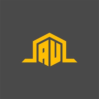 AU monogram initial logo with hexagon style design