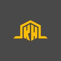 KH monogram initial logo with hexagon style design vector