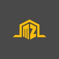 MZ monogram initial logo with hexagon style design vector