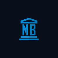 MB initial logo monogram with simple courthouse building icon design vector