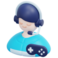 gamer 3d render icon illustration png