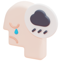 ilustração de ícone de renderização 3d de tristeza png