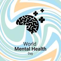 commemorating world mental health day, with the concept of brain and line art vector