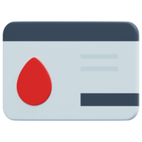 illustration de l'icône de rendu 3d de la carte du donneur de sang png