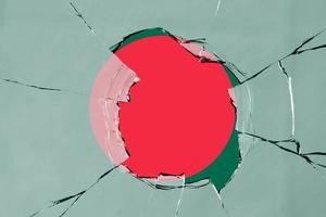 3D Flag of Bangladesh on glass photo