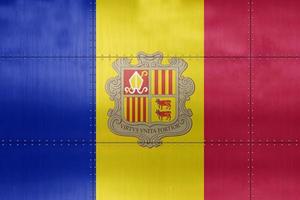 3D Flag of Andorra on metal photo