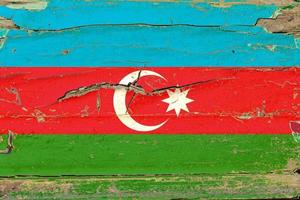 3D Flag of Azerbaijan on wood photo