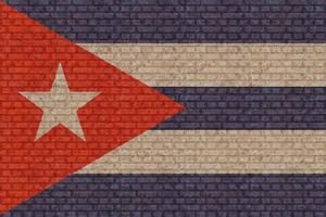 3D Flag of Cuba on brick wall photo