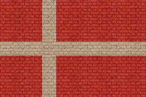 3D Flag of Denmark on brick wall photo