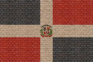 3D Flag of Dominican Republic on brick wall photo