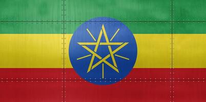 3D Flag of Ethiopia on metal photo