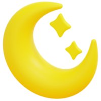 crescent moon 3d render icon illustration png