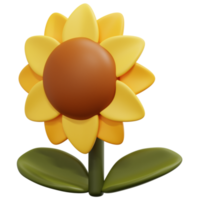 girasol 3d render icono ilustración png