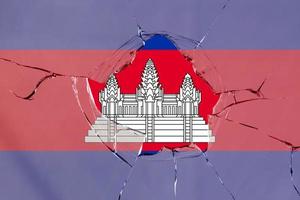 3d bandera de camboya en vidrio foto