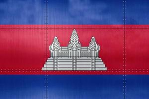 3D Flag of Cambodia on metal photo