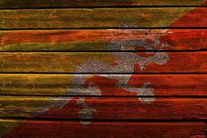 3D Flag of Bhutan on wood photo