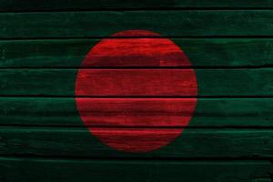 3D Flag of Bangladesh on wood photo