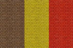 3D Flag of Belgium on brick wall photo