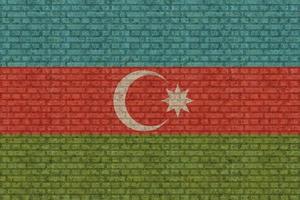 3D Flag of Azerbaijan on brick wall photo