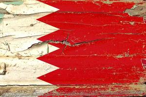 3D Flag of Bahrain on wood photo