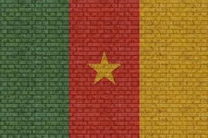 3D Flag of Cameroon on brick wall photo