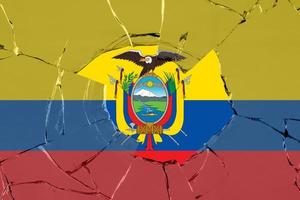 3d bandera de ecuador en vidrio foto