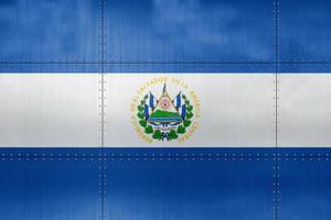 3D Flag of El Salvador on metal photo