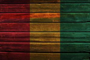 3D Flag of Guinea on wood photo