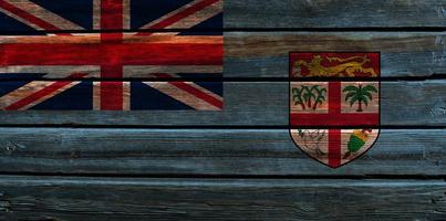 3D Flag of Fiji on wood photo