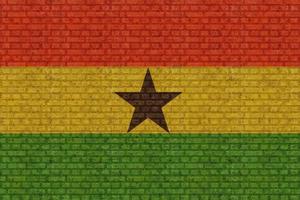 3D Flag of Ghana on brick wall photo