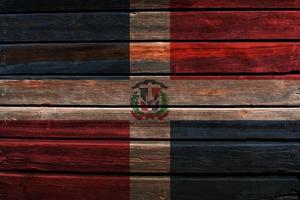 3D Flag of Dominican Republic on wood photo