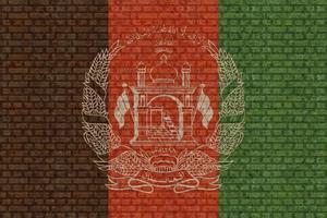 3D Flag of Afghanistan on brick wall photo