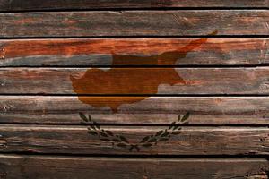 3D Flag of Cyprus on wood photo