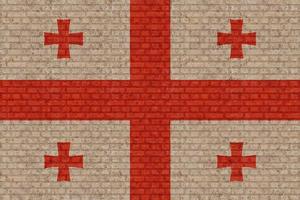 3D Flag of Georgia on brick wall photo