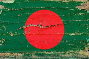 3D Flag of Bangladesh on wood photo