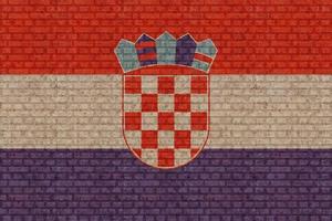 3D Flag of Croatia on brick wall photo