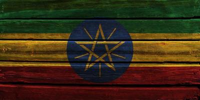 3D Flag of Ethiopia on wood photo