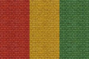 3D Flag of Guinea on brick wall photo