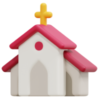 church 3d render icon illustration png