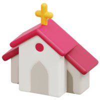 church 3d render icon illustration png