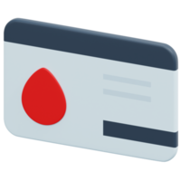 cartão de doador de sangue ilustração de ícone de renderização 3d png