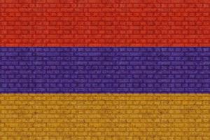 3D Flag of Armenia on brick wall photo