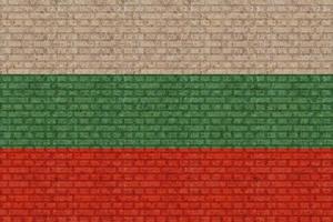 3D Flag of Bulgaria on brick wall photo