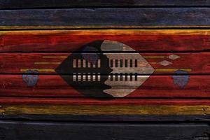 3D Flag of Eswatini on wood photo