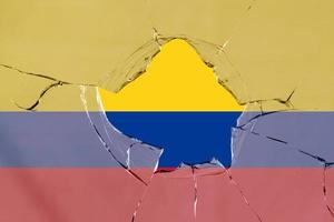 3d bandera de colombia en vidrio foto