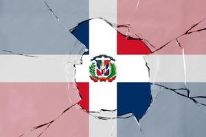 3D Flag of Dominican Republic on glass photo